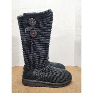 Ugg Australia Boots 5649 Cardy Knit Tall Sweater 2 Button Black Youth Size 3
